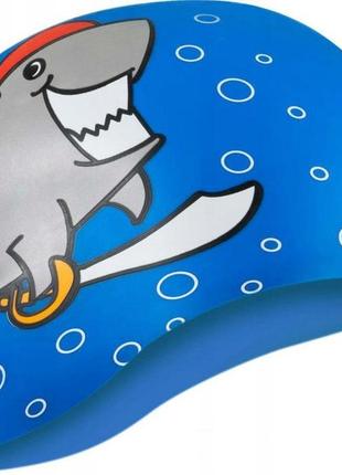 Шапка для плавання aqua speed kiddie shark 1783 синій дит osfm1 фото