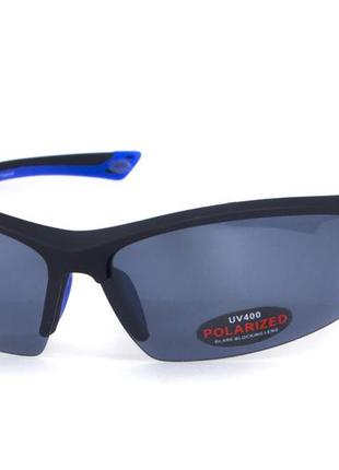 Очки поляризационные bluwater daytona-1 polarized (gray) серые в черно-синей оправе1 фото