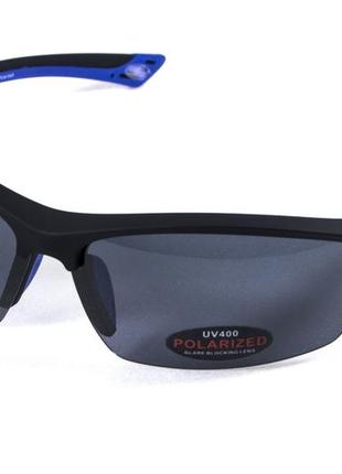 Очки поляризационные bluwater daytona-1 polarized (gray) серые в черно-синей оправе5 фото