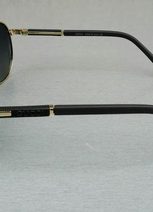 Очки в стиле gucci капли мужские солнцезащитные черные в золотой оправе поляризированые5 фото