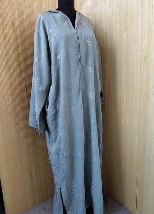 Длинное платье кафтан с капюшоном цветочный узор / абая / кимоно2 фото