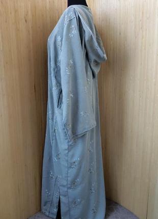 Длинное платье кафтан с капюшоном цветочный узор / абая / кимоно3 фото