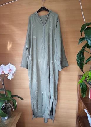 Длинное платье кафтан с капюшоном цветочный узор / абая / кимоно5 фото