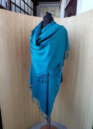 Изумрудный кашемировый шарф палантин / хиджаб2 фото