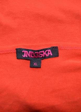 Жіночий тонкий помаранчевий джемпер - футболка фірми indiska (xxl, 44|52)9 фото