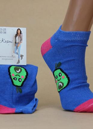 Демісезонні шкарпетки жіночі авокадо 23-25 р. короткі kosmi синій