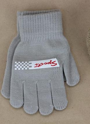Шерстяные перчатки для мальчика 5-7 лет осенние-зимние с начесом ралли бежевый2 фото