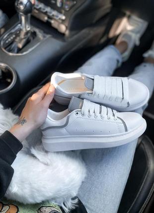 Кеды/кроссовки женские alexander mcqueen triple white reflective александр маквин белые
