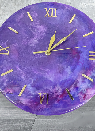 Часи. годинник на стіну космічний простір 30 см з епоксидної смоли