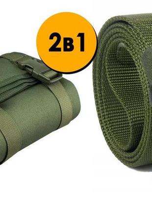 Тактичний комплект 2в1: ремінь тактичний assaulter belt 140 см олива + тактичний каремат олива 200 х 72