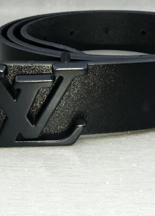 Ремень женский  брендовый из натуральной кожи черный с черной пряжкой