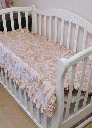 Комплект для кроватки анжелика. детское одеяло - покрывало с рюшей в наборе с 2 подушками