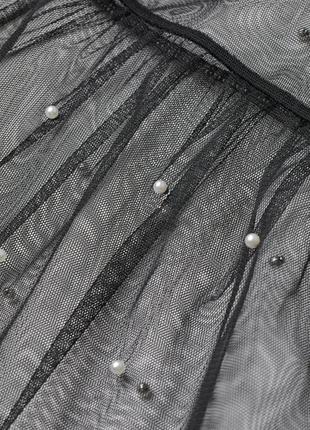 Ошатне сітчасте плаття з бісером розмір s-xs h&m чорне маленьке2 фото