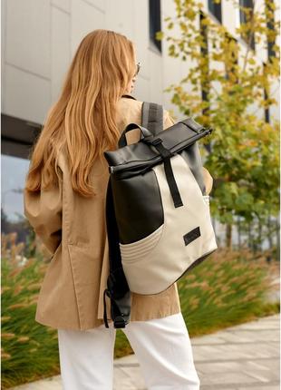 Жіночий рюкзак ролл sambag rolltop x чорно-сірий1 фото