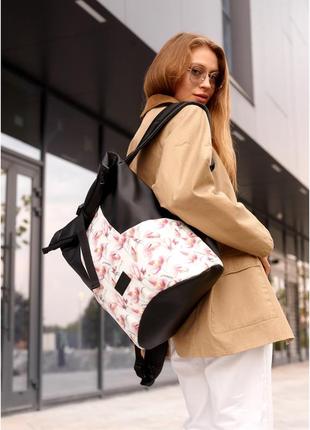 Жіночий рюкзак ролл sambag rolltop x принт flowers2 фото