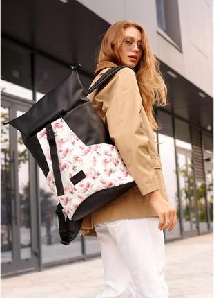 Жіночий рюкзак ролл sambag rolltop x принт flowers3 фото