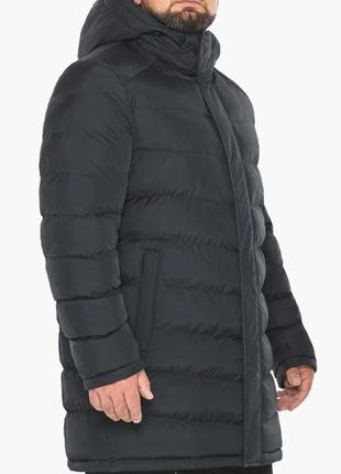 Чорна тепла якісна куртка чоловіча подовжена модель braggart  aggressive3 фото