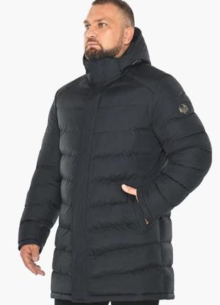 Чорна тепла якісна куртка чоловіча подовжена модель braggart  aggressive6 фото