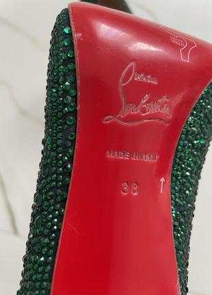 Туфлі лодочки christian louboutin зі стразами смарагдового кольору