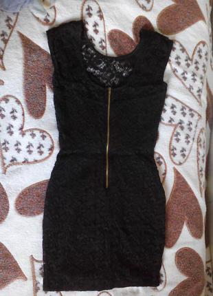 Коротке чорне коктейльне плаття , мереживо (гіпюр)3 фото