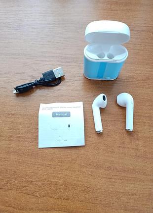 Навушники бездротові білого кольору i7mini bluetooth 5.0