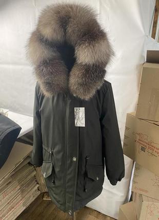 Женская зимняя парка куртка с натуральным мехом блюфрост, 42-60 размеры
