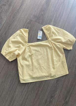 Primark 14рр 48рр l новый натуральный желтый топ блуза пышный рукав4 фото