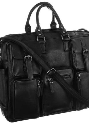 Чоловіча шкіряна сумка-портфель для ноутбука always wild lap31703ndm чорна