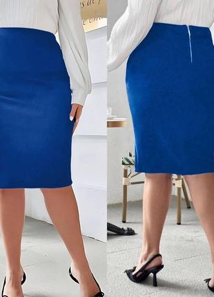 Джинсовая женская юбка по колено весна-лето размеры батал7 фото
