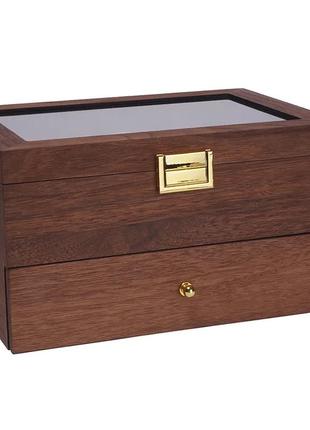 Коробка для часов из дерева на 20 отделений. шкатулка для украшений. коричневая4 фото