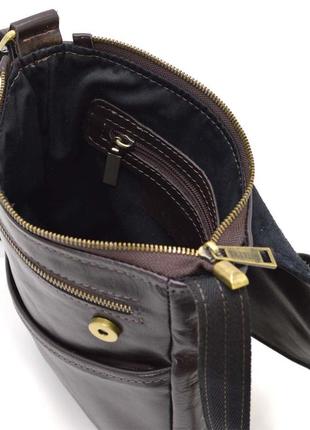 Удобная стильная мужская кожаная сумка через плечо gc-1302-3md tarwa коричневая2 фото