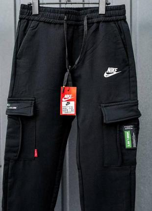 Мужские зимние спортивные штаны на флисе чоловічі спортивні зимові штани на флісі nike8 фото