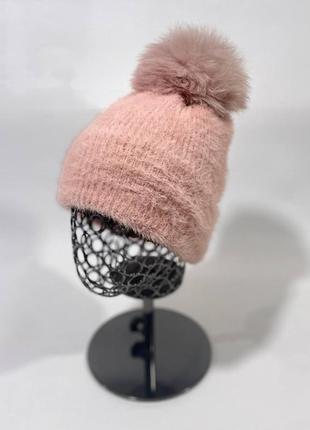 Зимняя теплая женская шапка из ангоры, трендовые цвета2 фото