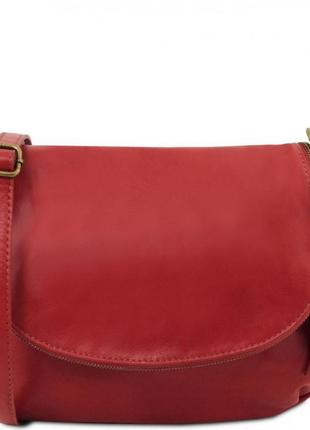 Стильная фирменная женская кожаная сумка на плечо tuscany leather bag tl141223 (красный)1 фото