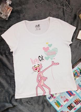 Футболка біла pink panther рожева пантера футболка базова з принтом жінлча футболка
