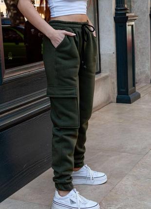 Теплые брюки карго с накладными карманами 😉9 фото