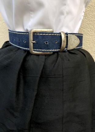 Вінтажний джинсовий шкіряний пояс ремінь франція2 фото
