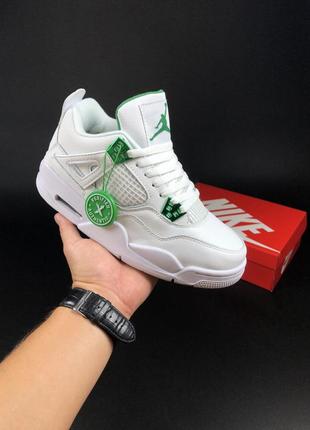 Кросівки  nike air jordan 4 retro  білі із зеленим