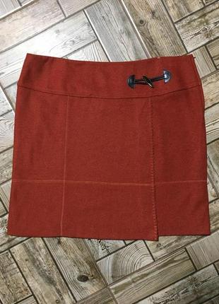 Стильная рыжая юбка а-ля на запах,в составе шерсть mark adam1 фото