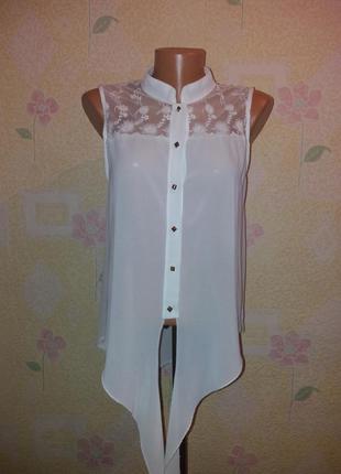 Блуза с кружевом на завязках внизу l-xl