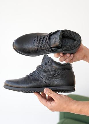 Класичні чорні зимові черевики чоловічі,напівчеревики на підкладці,шкіряні,чоловіче взутя на зиму4 фото