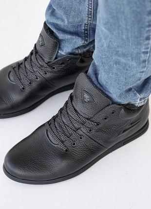 Класичні чорні зимові черевики чоловічі,напівчеревики на підкладці,шкіряні,чоловіче взутя на зиму3 фото