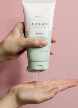 Нежная очищающая пенка с центеллой heimish all clean green foam ph 5.5