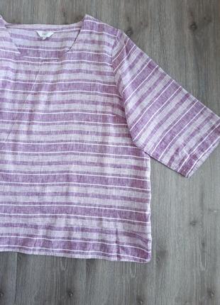 Блуза сорочка льон/віскоза бузкова в смужку, 58-60 р2 фото