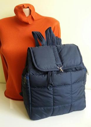 Рюкзак з клапаном дутик жіночий демі м'який легкий зручний чорний тканинний з кишенями україна6 фото