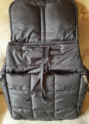 Рюкзак з клапаном дутик жіночий демі м'який легкий зручний чорний тканинний з кишенями україна5 фото