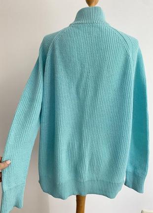 Голубой вязаный женский свитер оверсайз - размер м3 фото