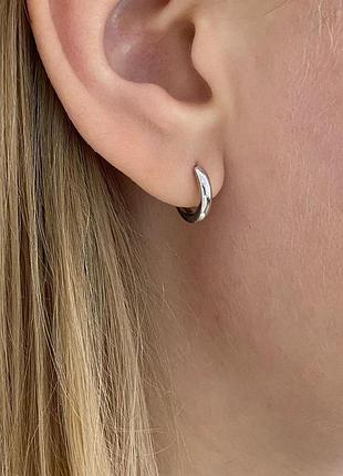 Серебряные серьги 925 пробы покрытия родиной, колечки конго классические