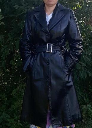 Плащ-пальто шкіряний