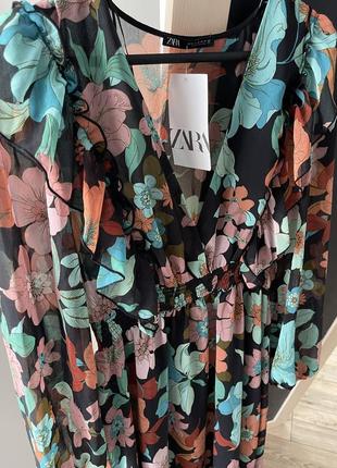Платье шифоновое в цветочный принт zara5 фото